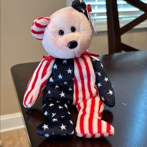 Ty Beanie Babies Spangle Bear - Red, White, and Blue